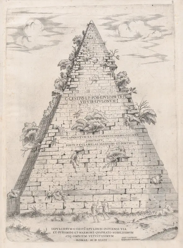 Pyramid of Caius Cestius, from "Speculum Romanae Magnificentiae" Wall Art by Anonymous - High-Resolution Digital Print