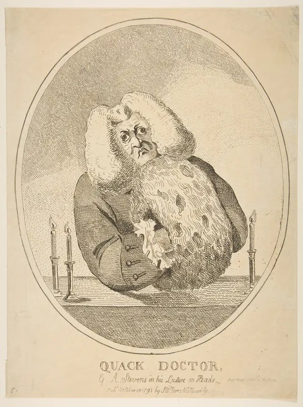 Quack Doctor, G. A. Stevens in His Lecture on Heads Wall Art by Isaac Cruikshank - High-Resolution Digital Print