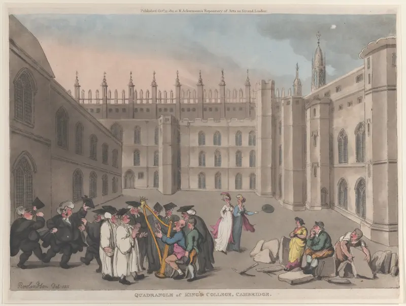 Quadrangle of King's College, Cambridge Wall Art by Thomas Rowlandson - High-Resolution Digital Print