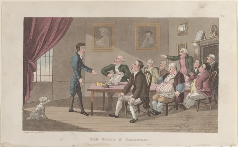 Quae Genus & Creditors Wall Art by Thomas Rowlandson - High-Resolution Digital Print