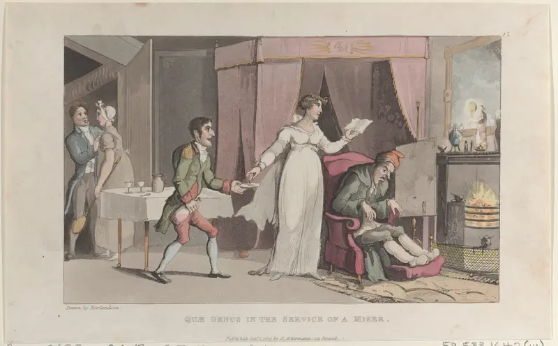 Quae Genus in the Service of a Miser Wall Art by Thomas Rowlandson - High-Resolution Digital Print