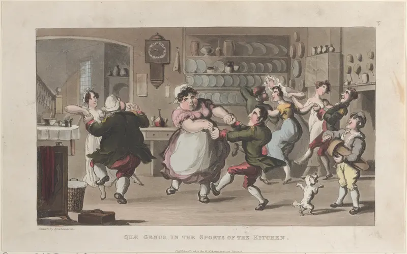 Quae Genus, in the Sports of the Kitchen Wall Art by Thomas Rowlandson - High-Resolution Digital Print