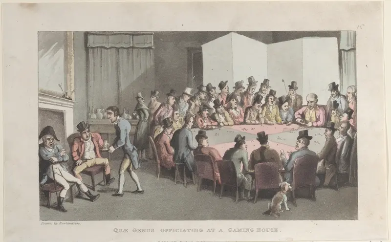 Quae Genus Officiating at a Gaming House Wall Art by Thomas Rowlandson - High-Resolution Digital Print