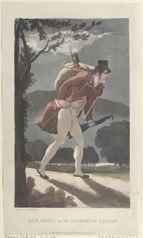 Quae Genus on His Journey to London Wall Art by Thomas Rowlandson - High-Resolution Digital Print