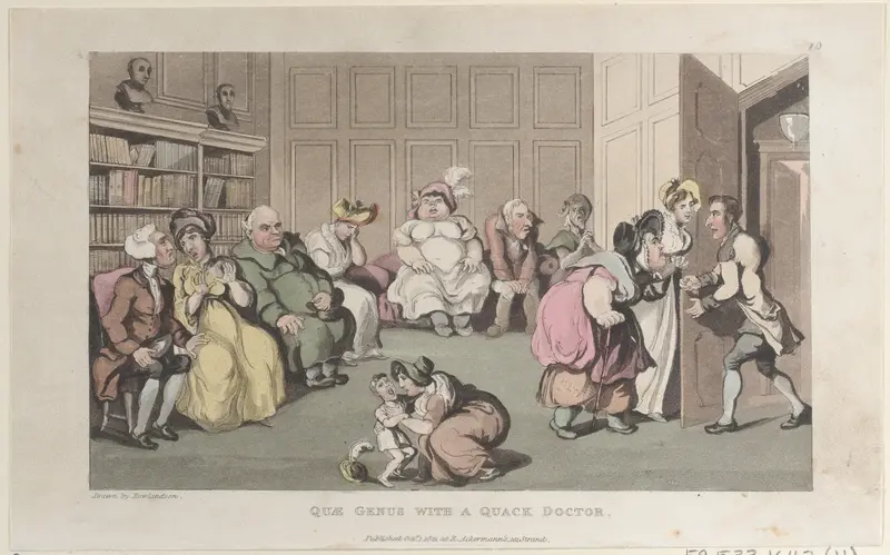 Quae Genus with a Quack Doctor Wall Art by Thomas Rowlandson - High-Resolution Digital Print