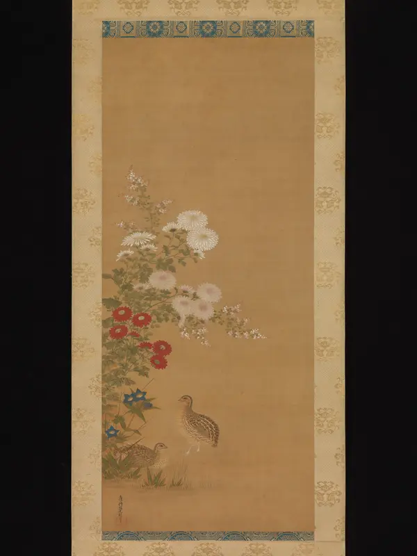 Quail and Autumn Flowers Wall Art by Tosa Mitsuoki - High-Resolution Digital Print