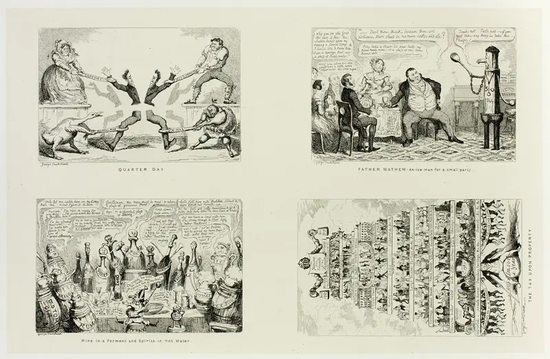 Quarter Day from George Cruikshank's Steel Etchings to The Comic Almanacks: 1835-1853 (top left) Wall Art by George Cruikshank - High-Resolution Digital Print