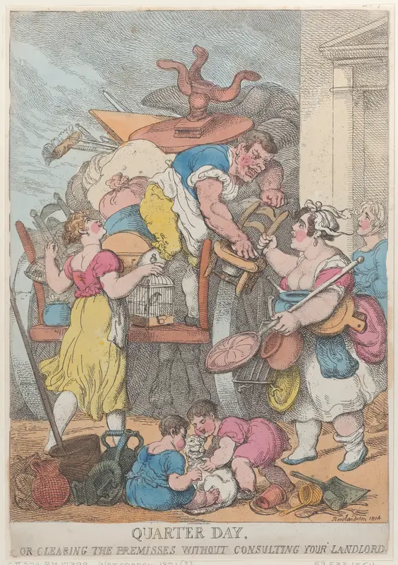 Quarter Day, or Clearing the Premises without Consulting Your Landlord Wall Art by Thomas Rowlandson - High-Resolution Digital Print