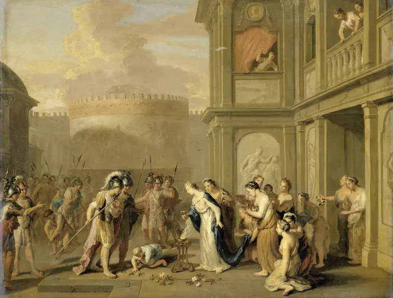 Queen Cleophis Offering Wine to Alexander the Great after his Conquest of Mazaka Wall Art by Gerard Hoet (I) - High-Resolution Digital Print