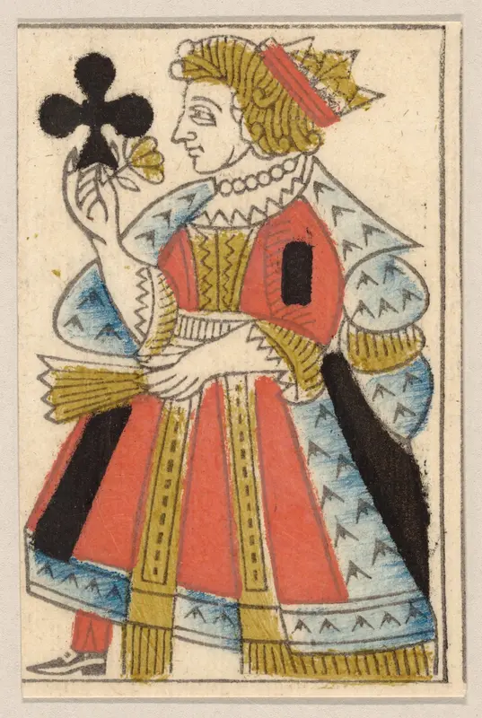 Queen of Clubs, from a Set of Piquet Cards Wall Art by Claude Fayolle - High-Resolution Digital Print