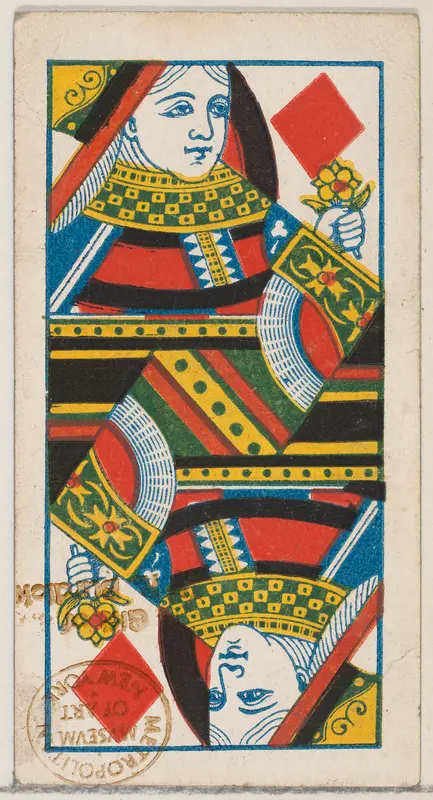 Queen of Diamonds, from the Playing Cards series (N84) to promote Turkish Cross-Cut Cigarettes for W. Duke, Sons and Co. Wall Art by W. Duke, Sons & Co. - High-Resolution Digital Print
