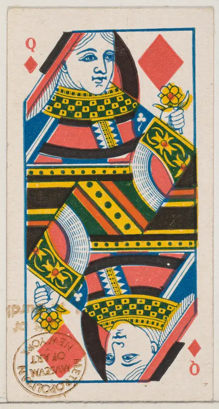 Queen of Diamonds (red), from the Playing Cards series (N84) for Duke brand cigarettes Wall Art by W. Duke, Sons & Co. - High-Resolution Digital Print