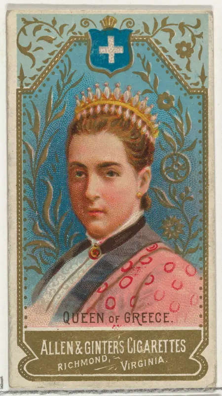 Queen of Greece, from World's Sovereigns series (N34) for Allen & Ginter Cigarettes Wall Art by Allen & Ginter - High-Resolution Digital Print