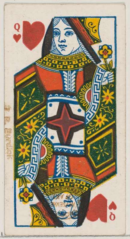 Queen of Hearts (red), from the Playing Cards series (N84) for Duke brand cigarettes Wall Art by W. Duke, Sons & Co. - High-Resolution Digital Print