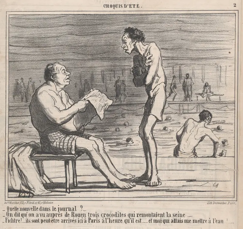 Quelle nouvelle dans le journal?...., from Croquis d'Été, published in Le Charivari, August 5, 1859 Wall Art by Honoré Daumier - High-Resolution Digital Print