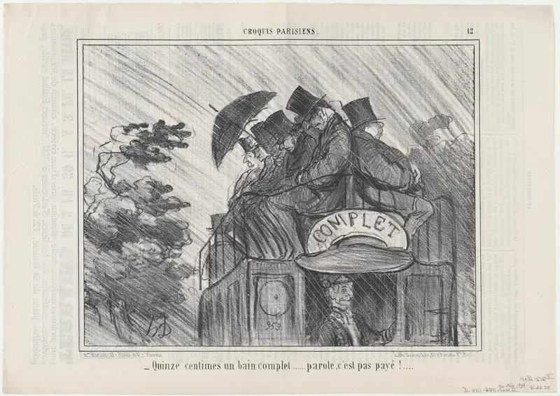 Quinze centimes un bain complet..., from Croquis Parisiens, published in Le Charivari, August 30, 1856 Wall Art by Honoré Daumier - High-Resolution Digital Print