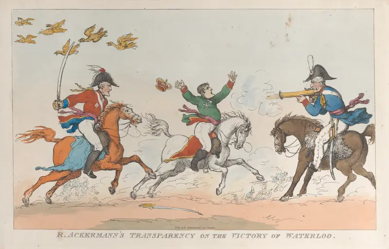 R. Ackermann's Transparency on the Victory of Waterloo Wall Art by Thomas Rowlandson - High-Resolution Digital Print