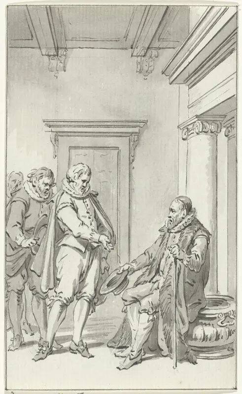 Raadsheer Teding van Berkhout waarschuwt Johan van Oldenbarnevelt voor diens gevangenneming, 28 augustus 1618 Wall Art by Jacobus Buys - High-Resolution Digital Print