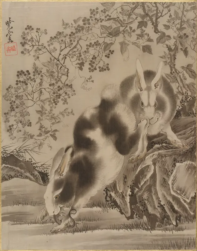 Rabbits Wall Art by Kawanabe Kyōsai 河鍋暁斎 - High-Resolution Digital Print