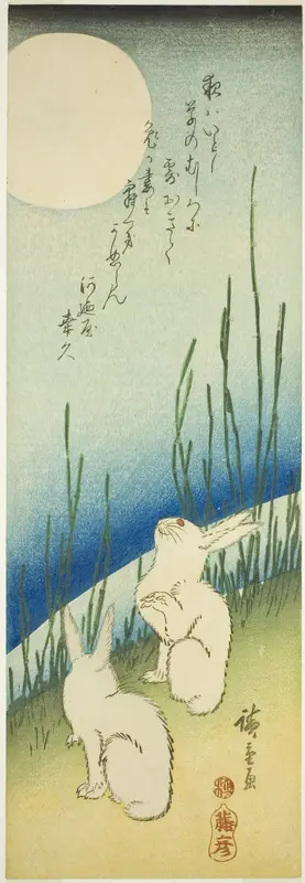 Rabbits under full moon