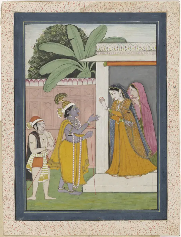 Radha geeft Krishna zijn fluit niet terug Wall Art by Unknown - High-Resolution Digital Print