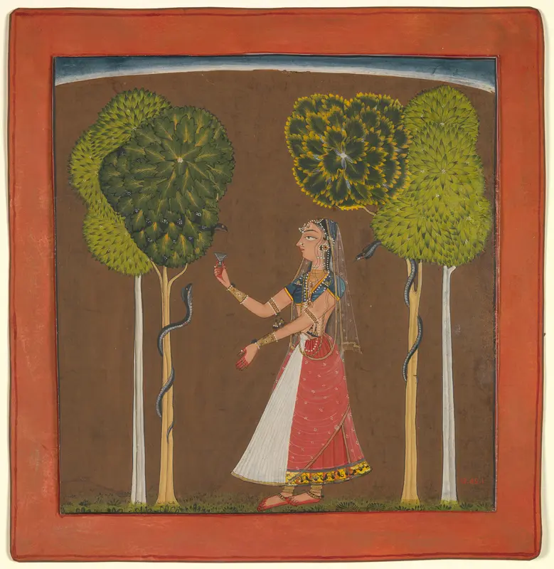 Ragini, possibly Asavari: Folio from a Ragamala Series Wall Art by Unknown - High-Resolution Digital Print