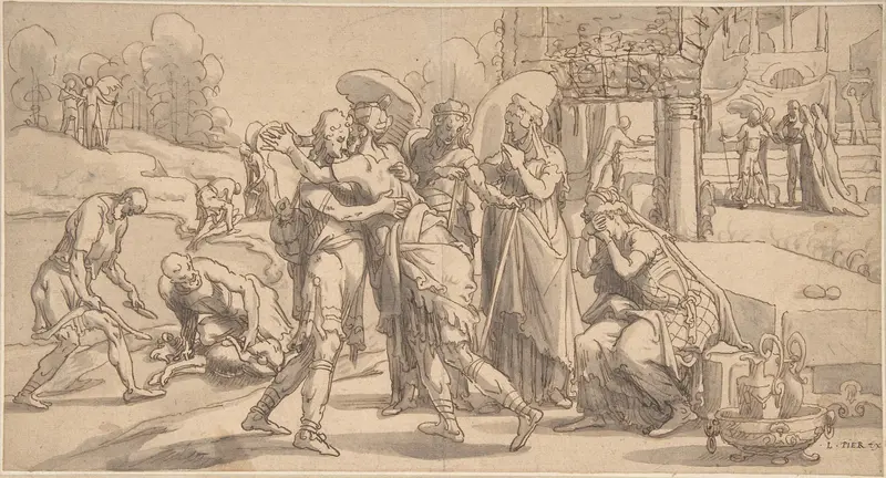 Raguel's Reception of Tobias at Ecbatana Wall Art by Pieter Aertsen - High-Resolution Digital Print