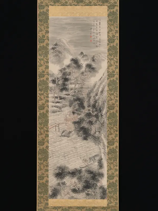 Rainstorm over a River Village Wall Art by Tanomura Chikuden - High-Resolution Digital Print