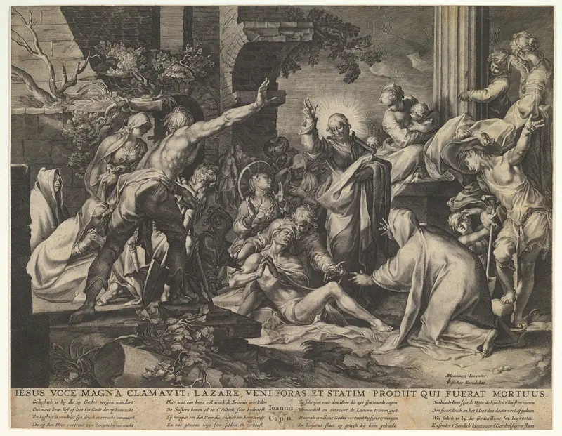 Raising of Lazarus (Reverse Copy) Wall Art by Abraham Bloemaert - High-Resolution Digital Print