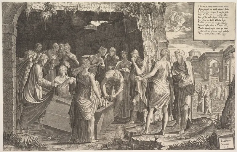 Raising of Lazurus Wall Art by Lambert Suavius - High-Resolution Digital Print