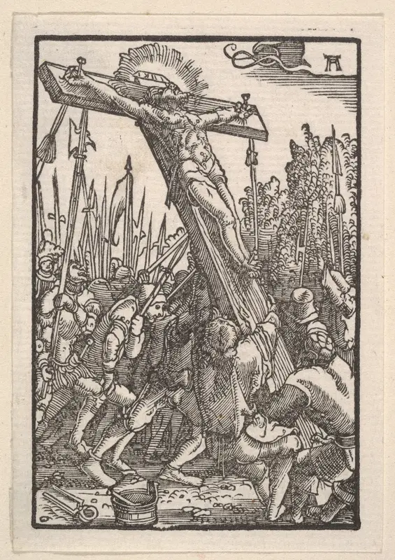 Raising of the Cross, from "The Fall and Salvation of Mankind Through the Life and Passion of Christ" Wall Art by Albrecht Altdorfer - High-Resolution Digital Print