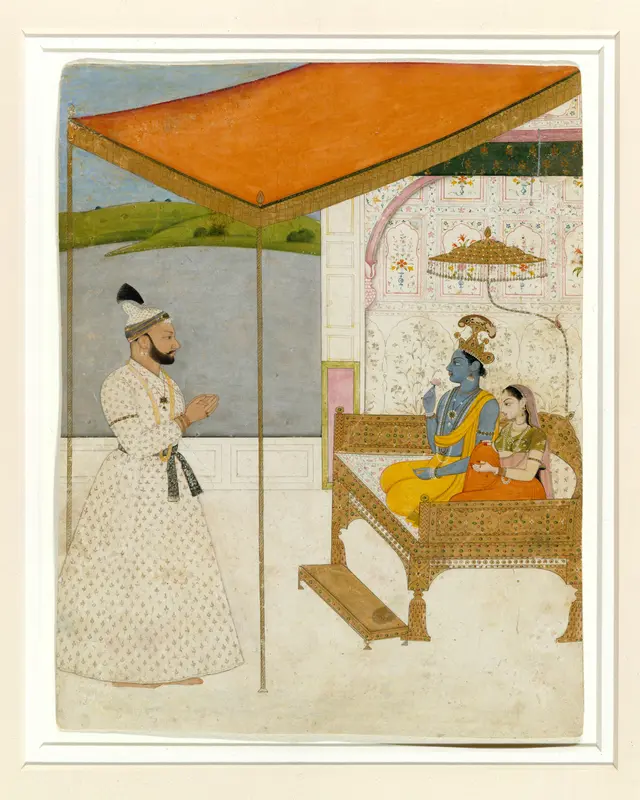 Raja Balwant Singh’s Vision of Krishna and Radha Wall Art by Nainsukh - High-Resolution Digital Print