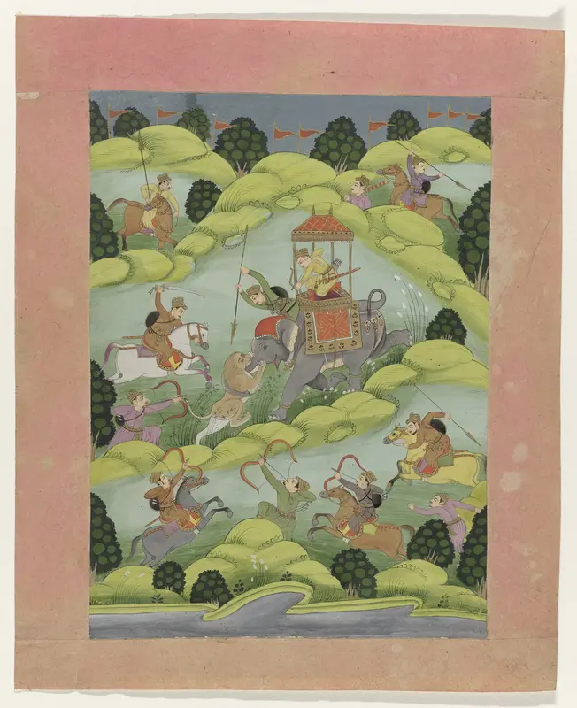 Rajput prins op leeuwenjacht Wall Art by anonymous - High-Resolution Digital Print