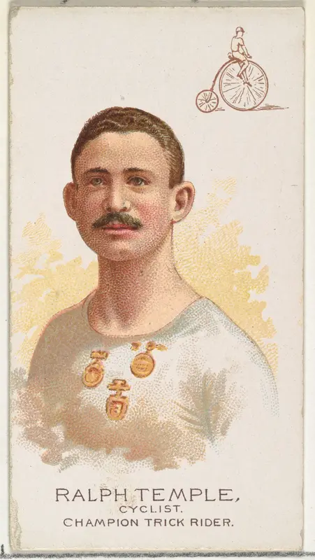 Ralph Temple, Cyclist, Champion Trick Rider, from World's Champions, Series 2 (N29) for Allen & Ginter Cigarettes Wall Art by Allen & Ginter - High-Resolution Digital Print