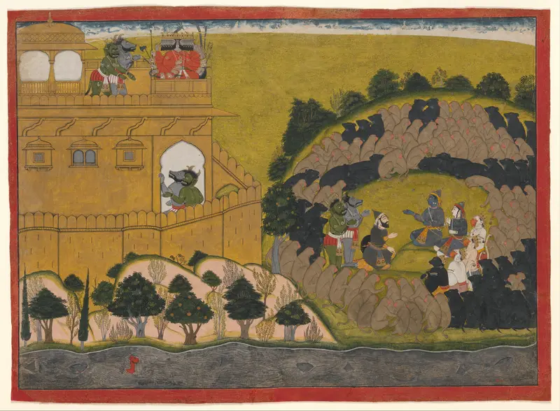 Rama Releases the Demon Spies Shuka and Sarana: Folio from the Siege of Lanka series Wall Art by Manaku - High-Resolution Digital Print