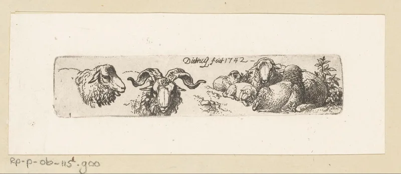 Rammen en schapen Wall Art by Unknown artist - High-Resolution Digital Print