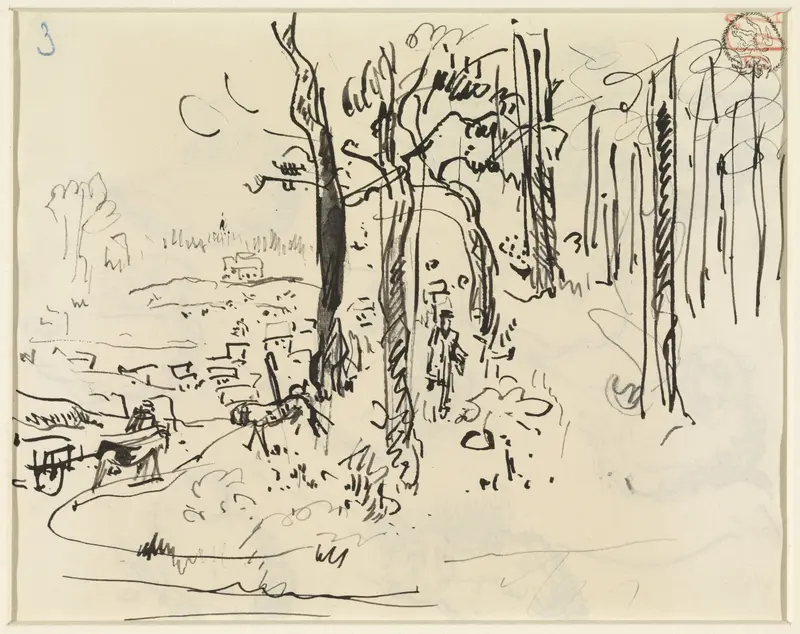 Rand van een bos met wandelaar en paard en wagen Wall Art by Rik Wouters - High-Resolution Digital Print
