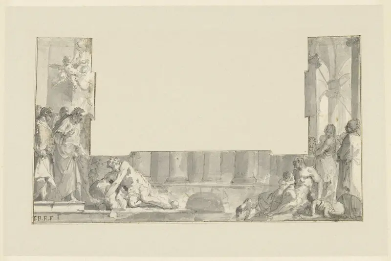 Randlijst met Christus bij de poel van Bethesda Wall Art by Unknown - High-Resolution Digital Print