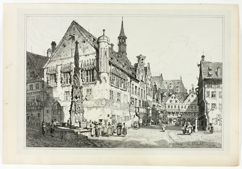 Rath Haus, Ulm, from Facsimiles of Sketches made in Flanders and Germany
