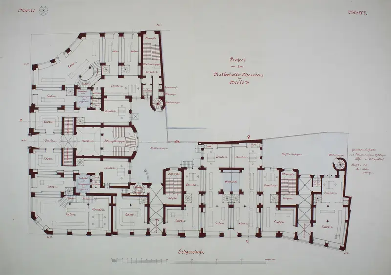 Rathskeller Neubau, Halle (Saale), Saxony-Anhalt, Germany, Ground Floor Plan Wall Art by Peter Joseph Weber - High-Resolution Digital Print