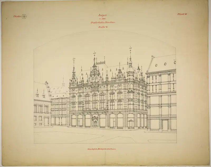 Rathskeller Neubau, Halle (Saale), Saxony-Anhalt, Germany, Perspective (unfinished) Wall Art by Peter Joseph Weber - High-Resolution Digital Print