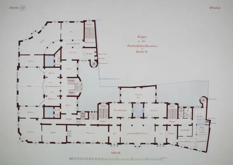 Rathskeller Neubau, Halle (Saale), Saxony-Anhalt, Germany, Second Floor Plan Wall Art by Peter Joseph Weber - High-Resolution Digital Print
