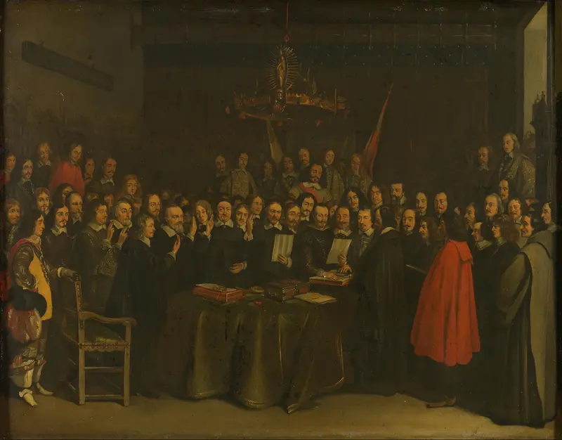 Ratification of the Peace of Münster between Spain and the Dutch Republic in the Town Hall of Münster, 15 May 1648 Wall Art by Unknown - High-Resolution Digital Print