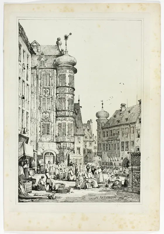 Ratisbonne, from Facsimiles of Sketches made in Flanders and Germany