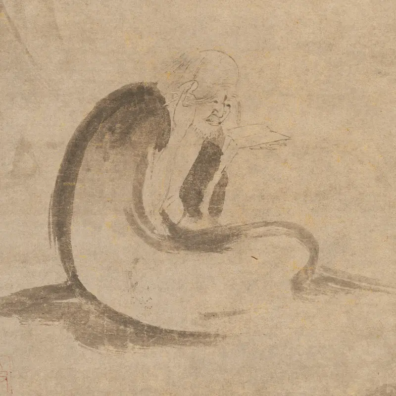 Reading a sutra by moonlight