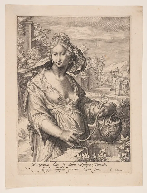 Rebecca, from The Wives of the Patriarchs Wall Art by Jacob Matham - High-Resolution Digital Print
