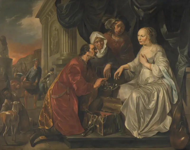 Rebecca Receiving Presents from Abraham's Servant Wall Art by Hendrick Heerschop - High-Resolution Digital Print