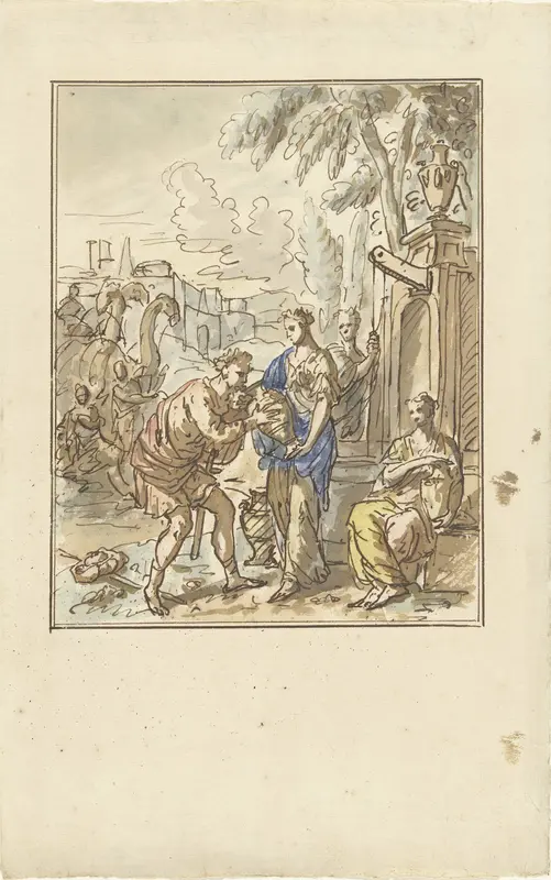Rebekka geeft Eliëzer te drinken Wall Art by Elias van Nijmegen - High-Resolution Digital Print