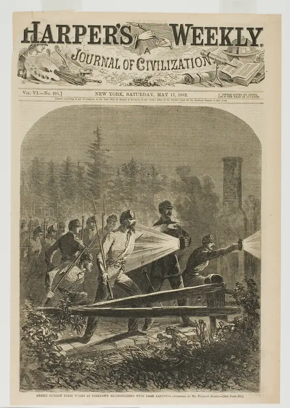 Rebels Outside Their Works at Yorktown, Reconnoitring [sic] with Dark Lanterns