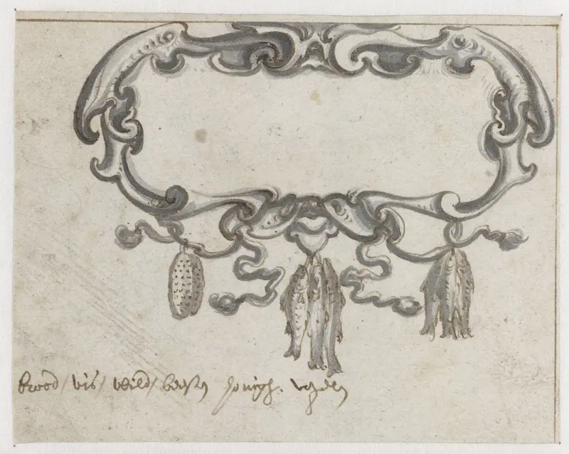 Rechthoekige cartouche met brood en vissen Wall Art by Pieter Jansz - High-Resolution Digital Print